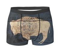 GaxfjRu Wyoming - Calzoncillos elásticos con estampado de mapa de la bandera del estado de Wyoming, ropa interior de moda para hombre, calzoncillos estampados de doble cara para uso diario, Negro, S