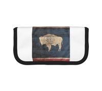 GaxfjRu Wyoming - Estuche de lona con diseño de mapa de la bandera del estado de Wyoming, almacenamiento organizado para picnics y uso diario, estuche para lápices