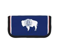 GaxfjRu Wyoming State Flag - Estuche de lona para lápices, almacenamiento organizado para picnics y uso diario, bolsa de maquillaje, soporte para lápices
