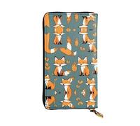 GaxfjRu Yellow Fox - Cartera elegante y funcional para mujer, diseño delgado y plegable con cremallera de piel sintética y metal, color negro, talla única, clásica, Black, Talla única, Clásico