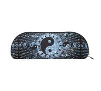 GaxfjRu Ying Yang Diagram - Estuche compacto y portátil para bolígrafos, organizador de cuero semicircular con cremallera galvanizada, estuche para lápices, Silver, Talla única, Arte