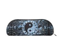 GaxfjRu Ying Yang Diagram - Estuche compacto y portátil para bolígrafos, organizador de cuero semicircular con cremallera galvanizada, estuche para lápices