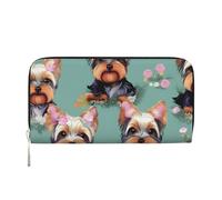 GaxfjRu Yorkie - Cartera larga de piel con estampado floral para hombre, diseño vintage