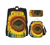 GaxfjRu You Are My Sunshine Sunflower - Juego de 3 mochilas para almuerzo con lonchera y estuche para lápices, perfecto para la escuela, mochila para hombre