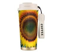 GaxfjRu You are My Sunshine - Taza de café aislada con doble tapa y diseño de girasol, 500 ml, acero inoxidable 316, capa interior, vaso térmico con pajita