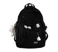 GAXOS Bonita mochila estética para la escuela, estudiantes de secundaria, mochila de viaje, para adolescentes y niñas, con diseño de oso, Negro, Ocio