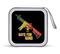 Gay For Guns - Estuche para CD con capacidad para 40 unidades, portátil, para guardar discos en coche, hogar, viajes