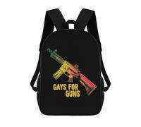Gay For Guns - Mochila unisex con estampado de armas de 17 pulgadas, mochila de viaje para laptop para mujeres y hombres