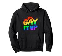 Gay It Up Rainbow Typography Partidarios LGBTQ Orgullo Gay Sudadera con Capucha