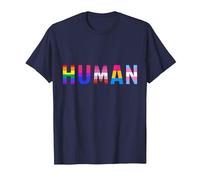 Gay Lesbianas Bisexuales Trans Rainbow T Shirt -Human Camiseta, Hombre, Azul Marino, 4XL
