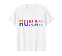 Gay Lesbianas Bisexuales Trans Rainbow T Shirt -Human Camiseta, Hombre, Blanco, S