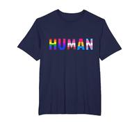 Gay Lesbianas Bisexuales Trans Rainbow T Shirt -Human Camiseta, Hombre Tallas Grandes, Azul Marino, 3X Alto
