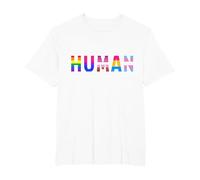 Gay Lesbianas Bisexuales Trans Rainbow T Shirt -Human Camiseta, Hombre Tallas Grandes, Blanco, 2X Alto