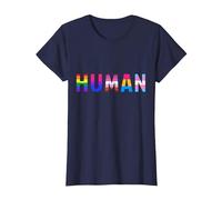 Gay Lesbianas Bisexuales Trans Rainbow T Shirt -Human Camiseta, Mujer, Azul Marino, S
