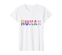 Gay Lesbianas Bisexuales Trans Rainbow T Shirt -Human Camiseta, Mujer, Blanco, 3XL