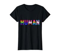 Gay Lesbianas Bisexuales Trans Rainbow T Shirt -Human Camiseta, Mujer, Negro, XS