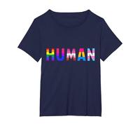 Gay Lesbianas Bisexuales Trans Rainbow T Shirt -Human Camiseta, Mujer Tallas Grandes, Azul Marino, 3XL Grande