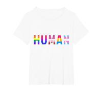 Gay Lesbianas Bisexuales Trans Rainbow T Shirt -Human Camiseta, Mujer Tallas Grandes, Blanco, 4XL Grande