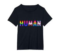 Gay Lesbianas Bisexuales Trans Rainbow T Shirt -Human Camiseta, Mujer Tallas Grandes, Negro, 5XL Grande
