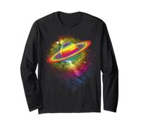 Gay LGBTQ Pride Camiseta Saturno Arcoíris Planeta Manga Larga