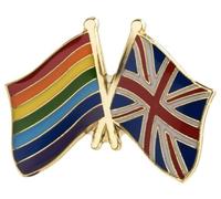 Gay LGBTQ Rainbow Pride UK Reino Unido Gran Bretaña Inglaterra Inglaterra Inglés Bandera Nacional Cruzada Banderas Amistad Amor Aliados 1 pulgada Pin esmaltado, 1 Inch, Esmalte, Esmalte