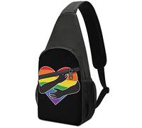 Gay Love Rainbow LGBT Heart Crossbody Mochila Bolso de Hombro Ligero Una Correa Sling Bag Travel Senderismo Daypack