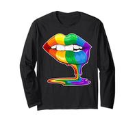 Gay Orgullo LGBT arco iris beso boca ropa gay Manga Larga