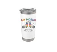 Gay Pigeons LGBTQ Pride | Palomas Arcoíris Divertidas Vaso térmico de acero inoxidable de doble pared