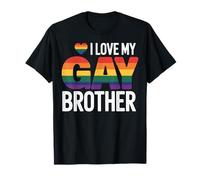 Gay Pride Ally I Love My Gay Brother Rainbow Flag Family Camiseta