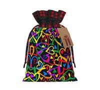Gay Pride - Bolsa de Navidad a cuadros a juego con estampado de arco iris con cordón, 4.7 x 6.9 pulgadas para Navidad, Halloween