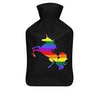 Gay Pride - Botella de agua de goma de unicornio LGBT con cubierta de felpa suave, bolsa de agua caliente para invierno, manos y pies, protección contra el frío, 1000 ml