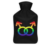 Gay Pride - Botella de agua de goma LGBT con cubierta de felpa suave, bolsa de agua caliente para invierno, manos y pies, protección contra el frío, 1000 ml