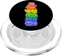 Gay Pride Cat LGBT Kawaii Cats Pile Cute Anime Rainbow Flag PopSockets PopGrip para MagSafe