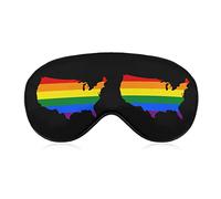 Gay Pride LGBT Flag Map of America Rainbow Funny Sleep Eye Mask Soft Blindfold Eye Cover con correa ajustable Night Eyeshade para hombres y mujeres