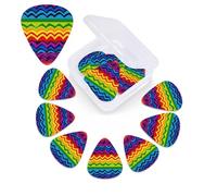 Gay Pride - Púas de guitarra con patrón de arco iris, paquete de 12 púas de celuloide de diferentes grosores con caja de almacenamiento de púas de guitarra personalizada para púas de guitarra acústica