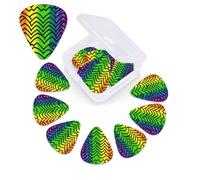 Gay Pride - Púas de guitarra con patrón de arco iris, paquete de 12 púas de celuloide de diferentes grosores con caja de almacenamiento de púas de guitarra personalizada para púas de guitarra acústica