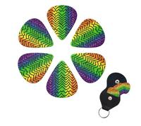 Gay Pride - Púas de guitarra con patrón de arco iris, paquete de 6 púas de celuloide de diferentes grosores con soporte para púas de guitarra, púa de guitarra personalizada para guitarra acústica,