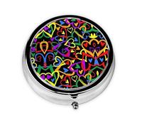 Gay Pride Rainbow Este pequeño pastillero redondo de viaje de tres compartimentos es perfecto para almacenar medicamentos diarios, vitaminas y sobre la marcha.