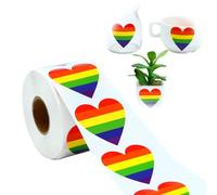 Gay Pride Stickers, 500 Pcs LGBT Rainbow Heart Stickers Roll Rainbow Stickers Lables Valentine Love Stickers Gay Pride Accessories for Gay Pride Party Gift Wrap Envelopes Scrapbooking Decoration