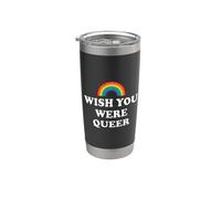 Gay Pride Wish You Were Queer Pride Rainbow LGBTQ Lesbian Vaso térmico de acero inoxidable de doble pared
