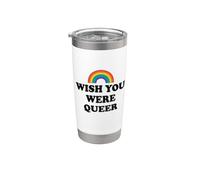 Gay Pride Wish You Were Queer Rainbow Pride LGBTQ Lesbian Vaso térmico de acero inoxidable de doble pared