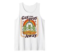 Gay The Pray Away | Lindo Divertido Queer Frogs Rainbow Retro Camiseta sin Mangas