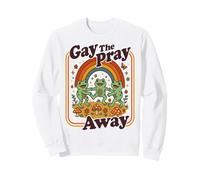 Gay The Pray Away | Lindo Divertido Queer Frogs Rainbow Retro Sudadera