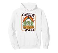 Gay The Pray Away | Lindo Divertido Queer Frogs Rainbow Retro Sudadera con Capucha