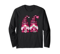 Gay Valentines Gnomes For Him Cute Pink Buffalo Plaid Manga Larga