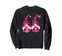 Gay Valentines Gnomes For Him Cute Pink Buffalo Plaid Sudadera