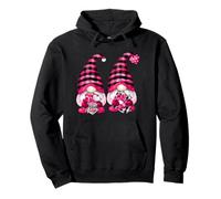 Gay Valentines Gnomes For Him Cute Pink Buffalo Plaid Sudadera con Capucha