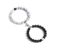 GAYEGF Juego de 2 pulseras de cuentas para amantes, piedras naturales, imán de corazón, pulseras de amistad, Piedra