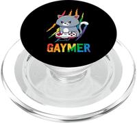 Gaymer LGBT Cat Pride Shirt Rainbow Video Game Lovers Gift PopSockets PopGrip para MagSafe