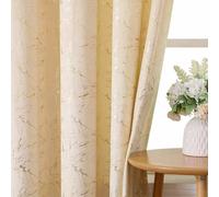 Gazal Vole Cortinas Opacas Beige 75-80%,Mármol Dorado,An140×Al260 cm | 2 paneles de terciopelo suave de poliéster de pelo corto, ojales de 4 cm, fácil instalación para hotel, casa rural y piso